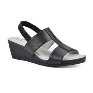 CLIFFS BY WHITE MOUNTAIN WOMENS SIZE 9M 'CANDEA' SLINGBACK WEDGE SANDAL BLACK